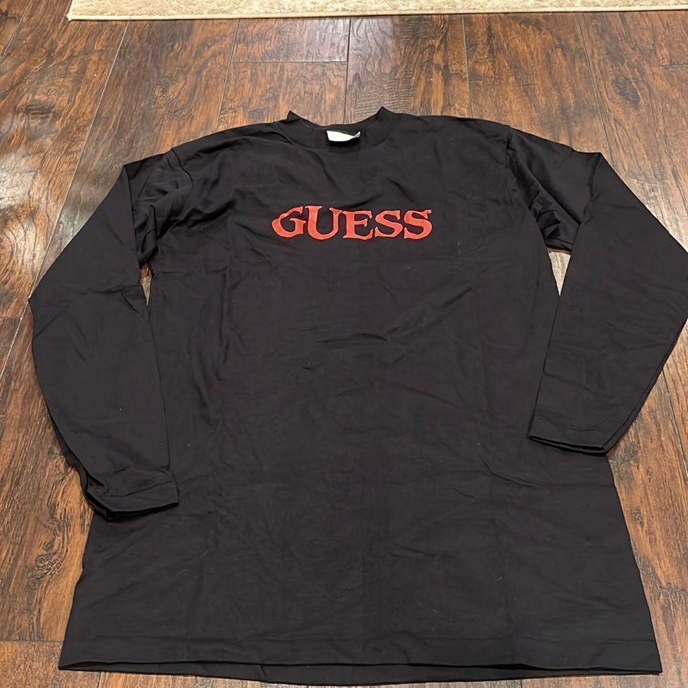 Vtg 80s GUESS Jeans T Shirt Black Longsleeve Single Stitch‎ Georges Marciano L